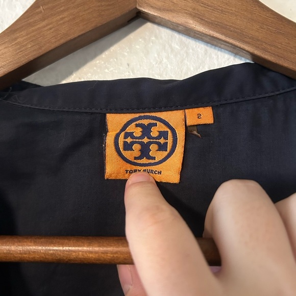 Tory Burch Dress Womens Sz 2 Navy Pleated Fit Flare Nautical Preppy Retro Button - Picture 3 of 16